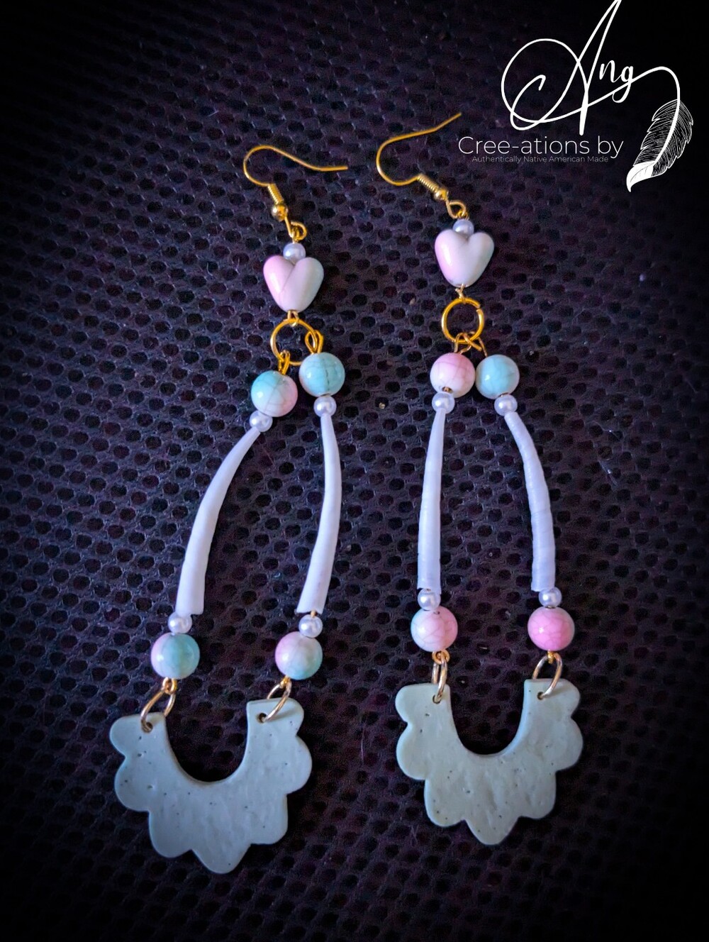 Handcrafted Pastel Mint Shell Dangle Earrings